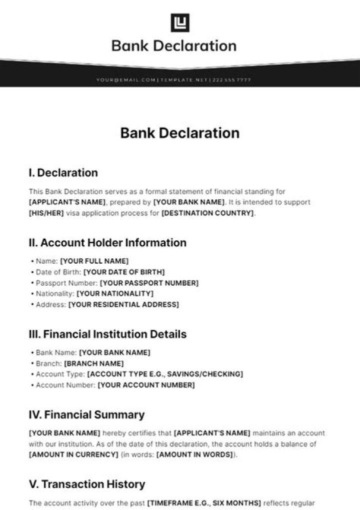 Bank declaration - How To Discuss