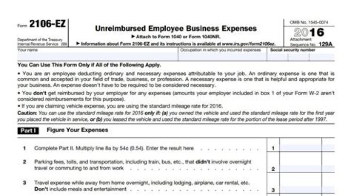 Form 2106-EZ: Unreimbursed Employee Business Expenses