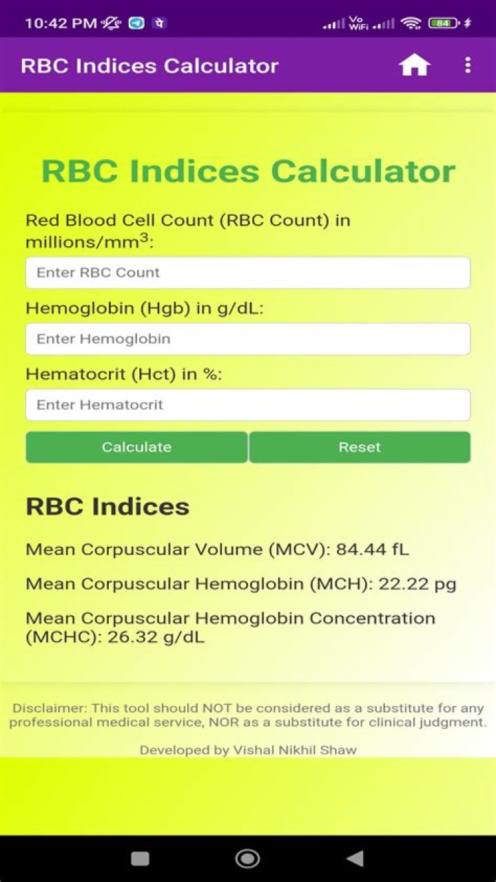 How do you calculate RBC indices