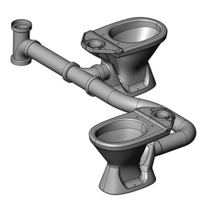 How far from the soil stack can a toilet be