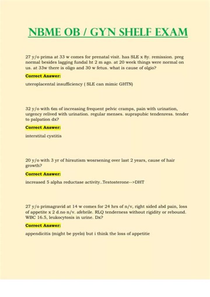 How long is the OB GYN shelf exam