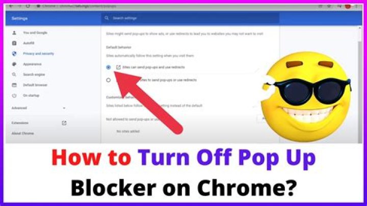 How to turn off pop up blocker in chrome