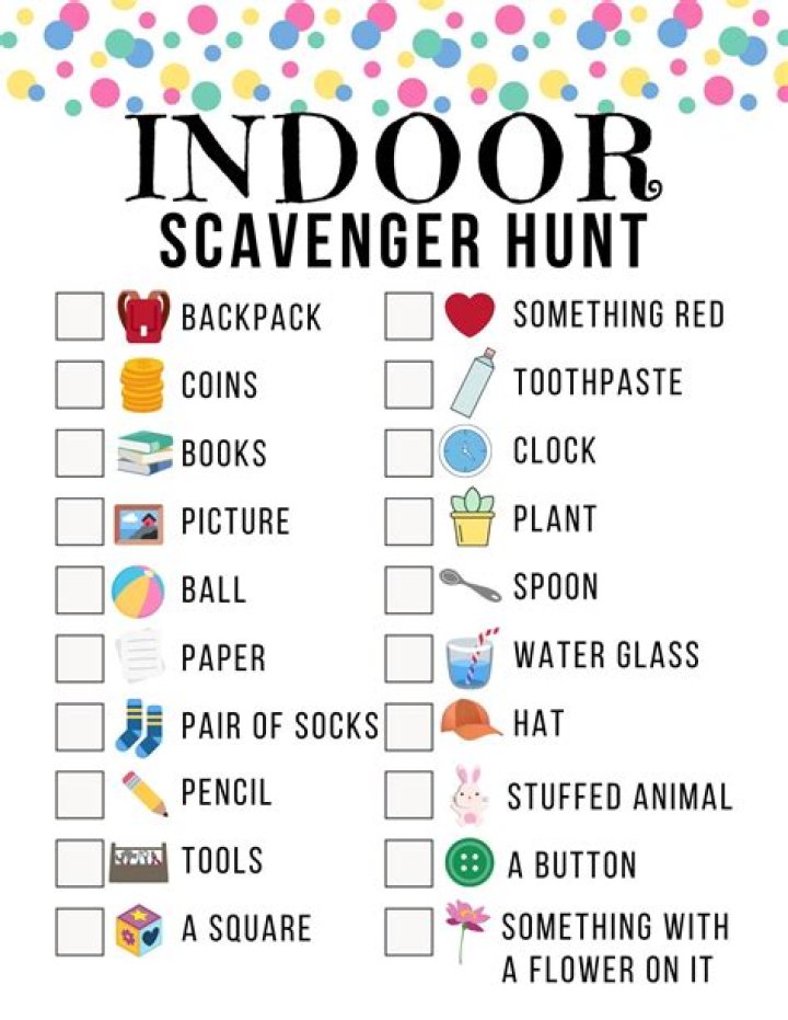 Indoor scavenger hunt for kids