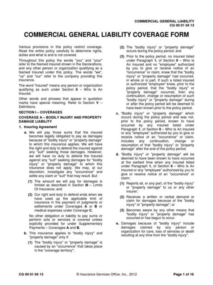 Legal Liability Coverage Form (ISO)