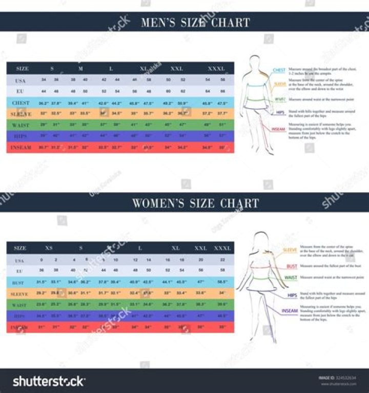 Mens to womens clothing size conversion chart
