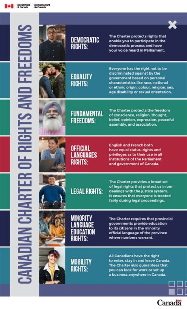 What are the 7 categories in the Charter of Rights and Freedoms