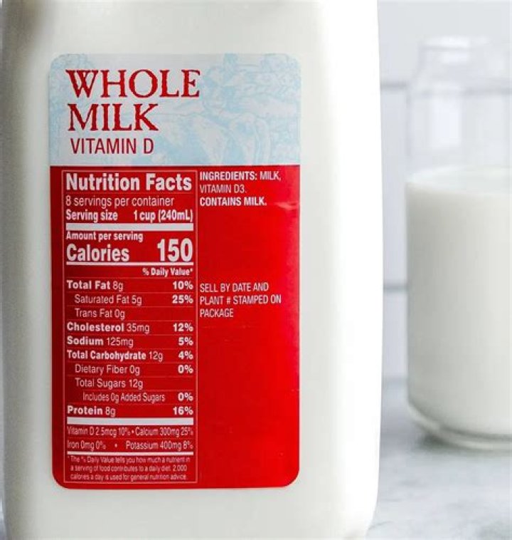 What are the nutrients in whole milk