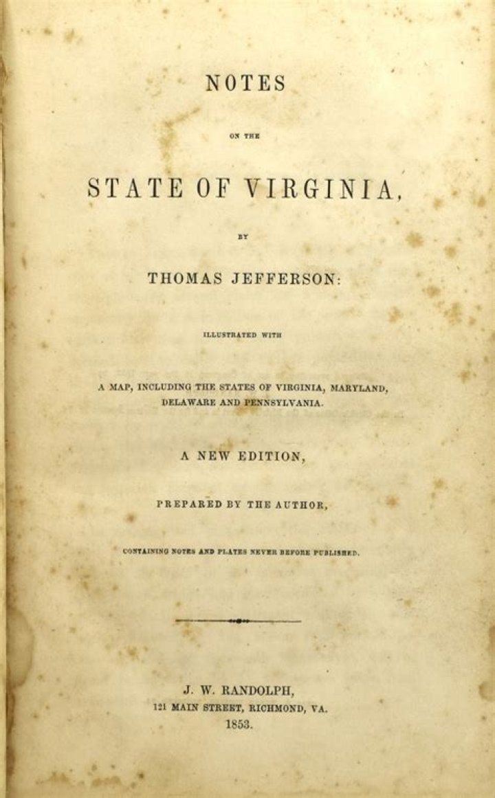 What did Thomas Jefferson argue in Notes on the State of Virginia