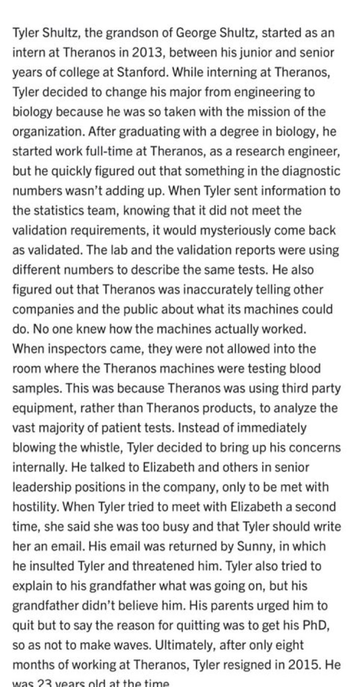 What does George Shultz say about Theranos