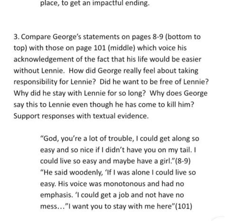 What does Lennie say before he died