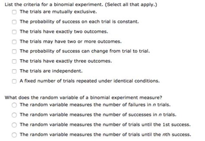 What does the random variable of a binomial experiment measure