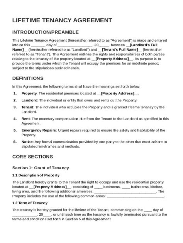 What is a lifetime tenancy agreement