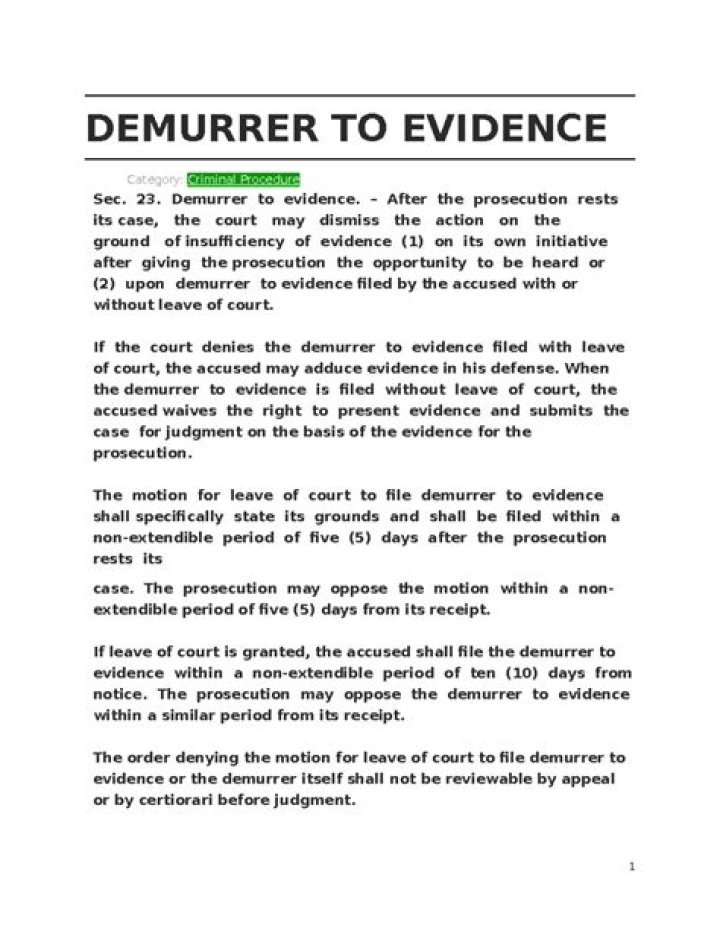 What is demurrer to evidence