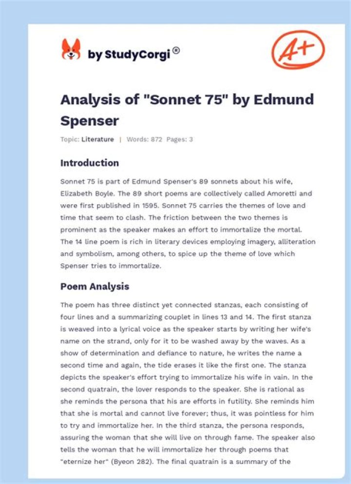 What is the meaning of Sonnet 75 by Edmund Spenser