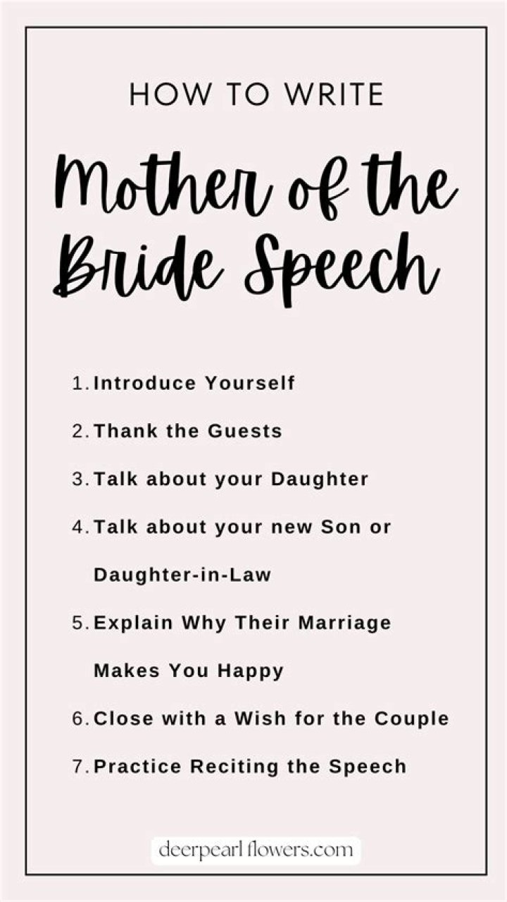 What should mother of the bride speech say