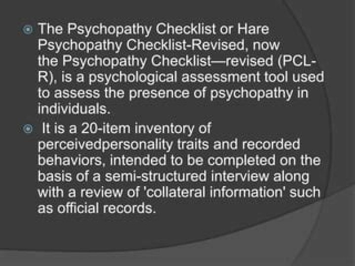 Who developed the psychopathy checklist PCL R